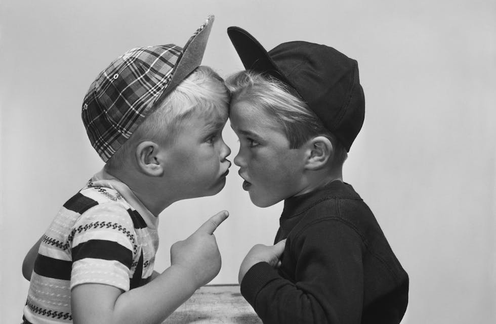 Two boy arguing, close-up
